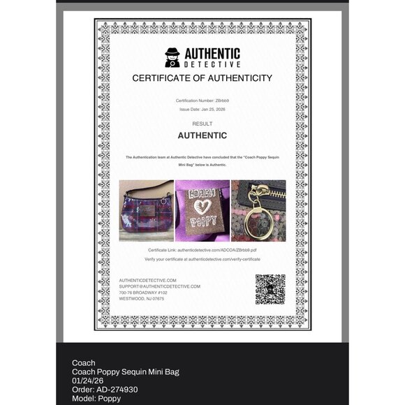 Coach Poppy Sequin Plaid Shoulder Bag Purple Y2K Mini Pochette w/COA - Picture 15 of 15